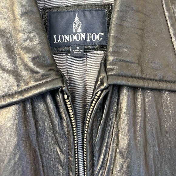London Fog Black Leather Jacket Men’s S - Picture 6 of 10
